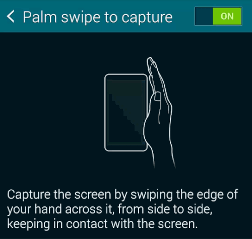 Galaxy S5 screenshot — palm swipe to capture