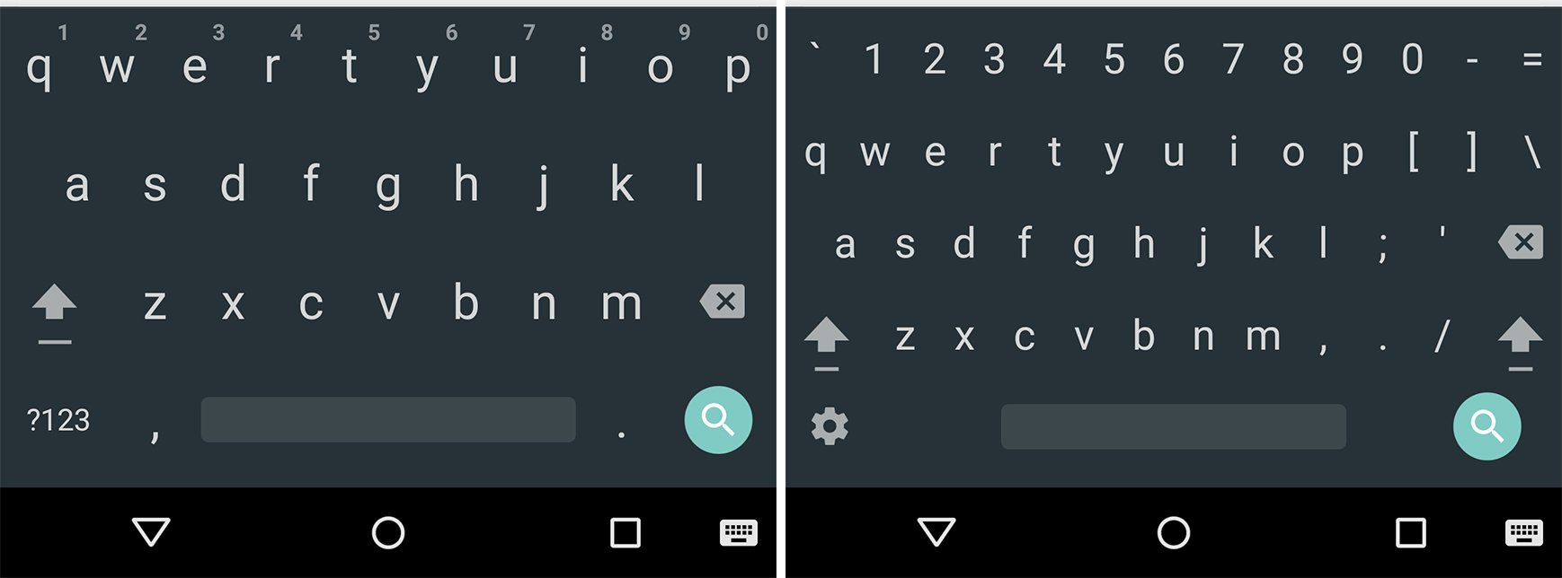 Google Keyboard with number row and without