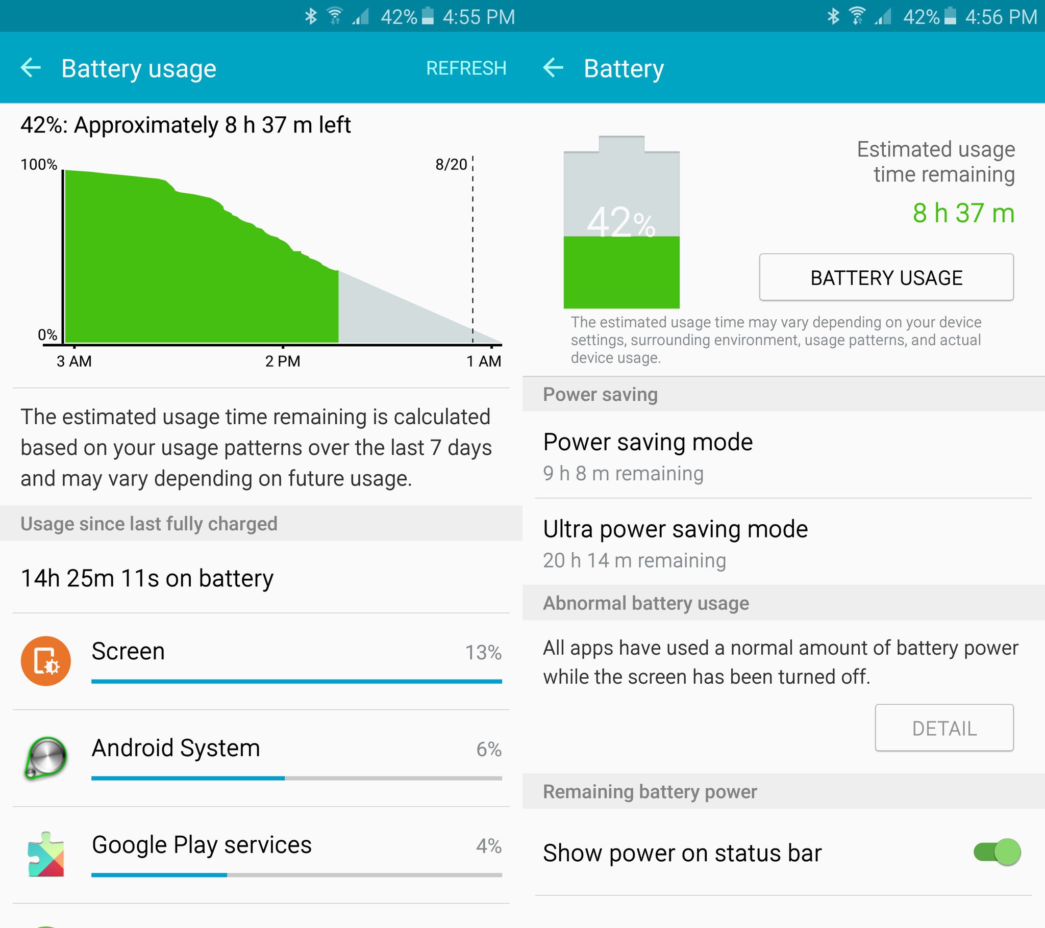 Galaxy Note 5 battery life example