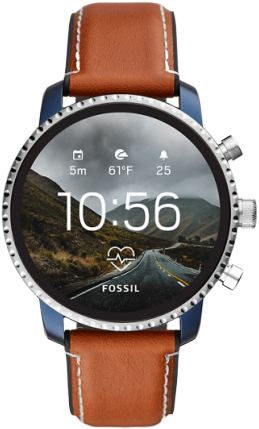 Fossil Explorist HR in blue and silver