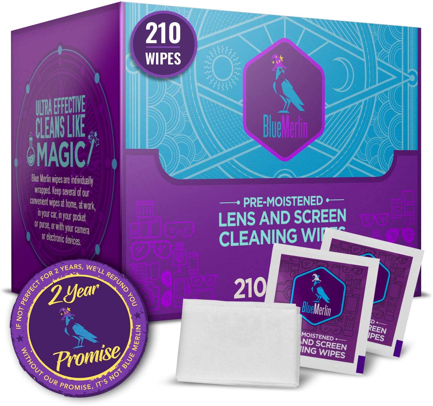 Blue Merlin Lens Wipes 210ct Box