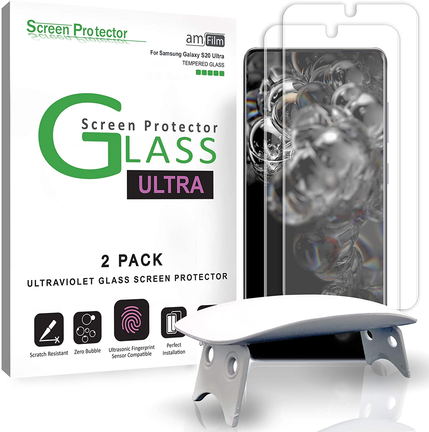 AmFilm Ultra Glass Screen Protector For Galaxy S20 Ultra