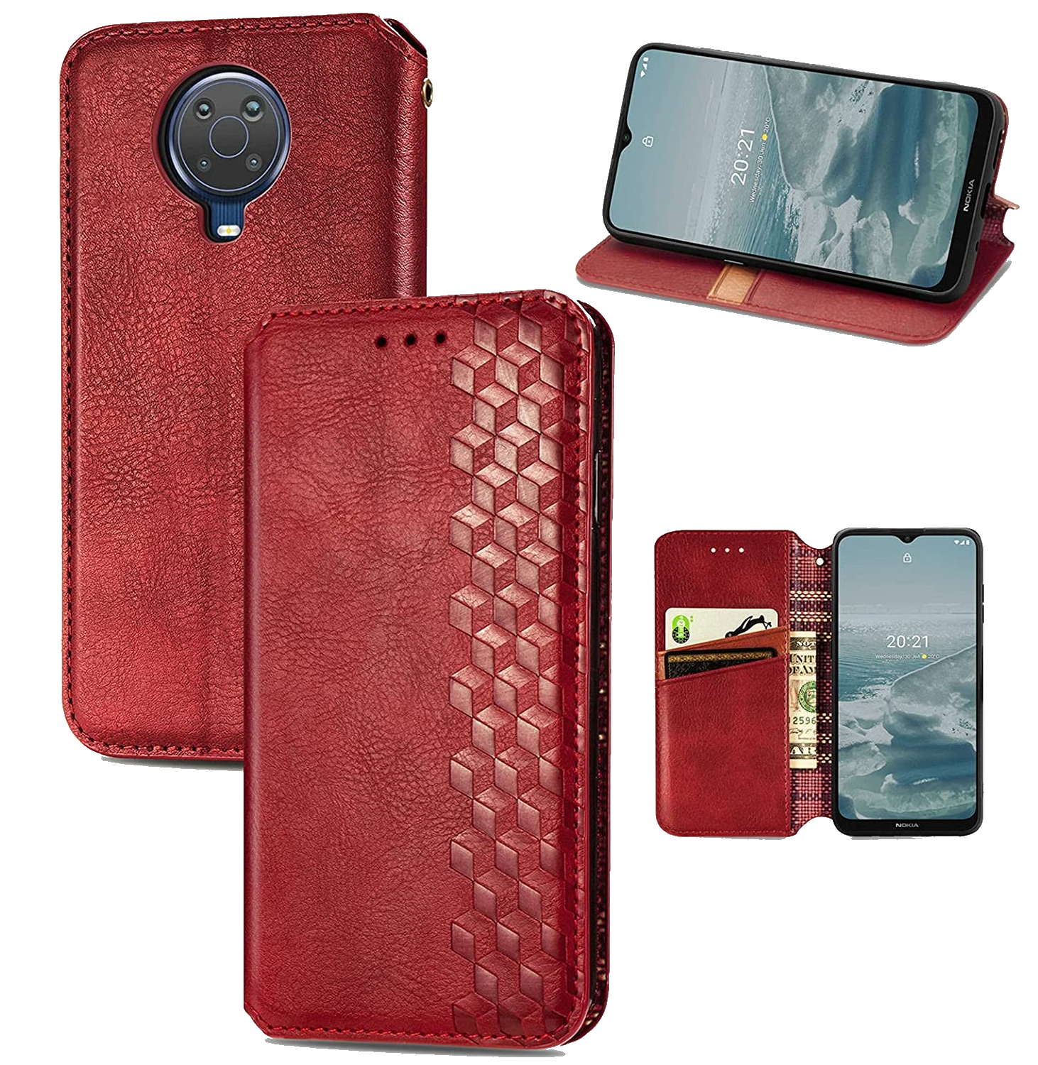 Damondy Magnetic Folio Leather Wallet Cover Nokia G10 G20 Reco