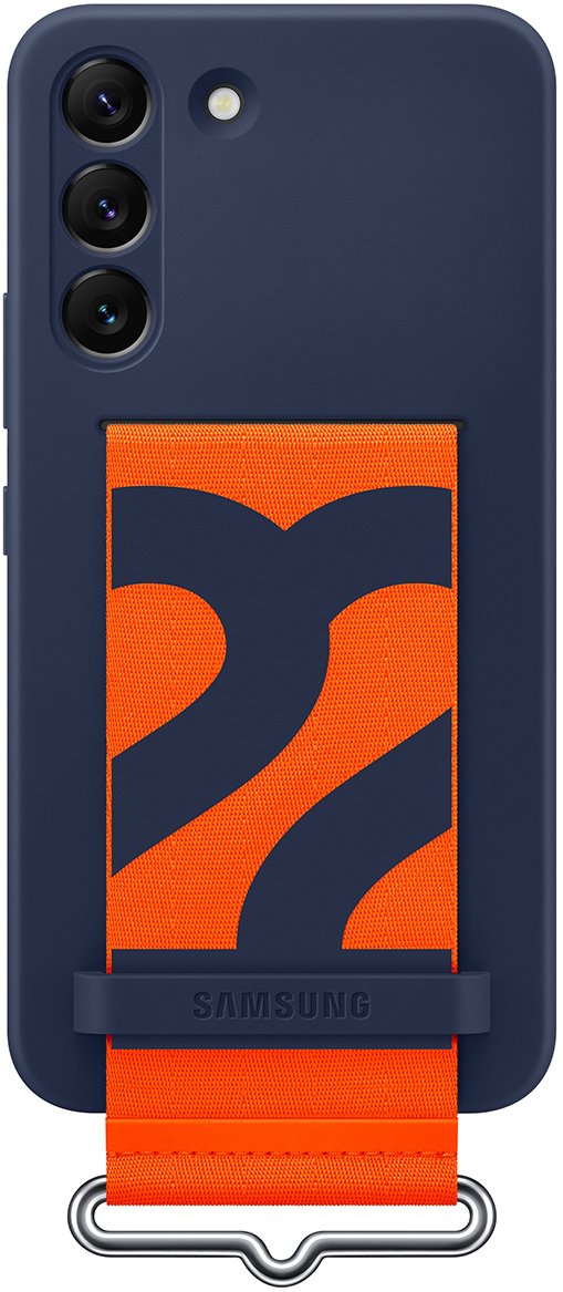 Samsung Galaxy S22 Silicone Case With Strap Navy Blue
