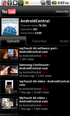 Android Central channel on YouTube