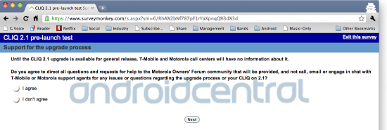 Motorola Cliq Android 2.1 update
