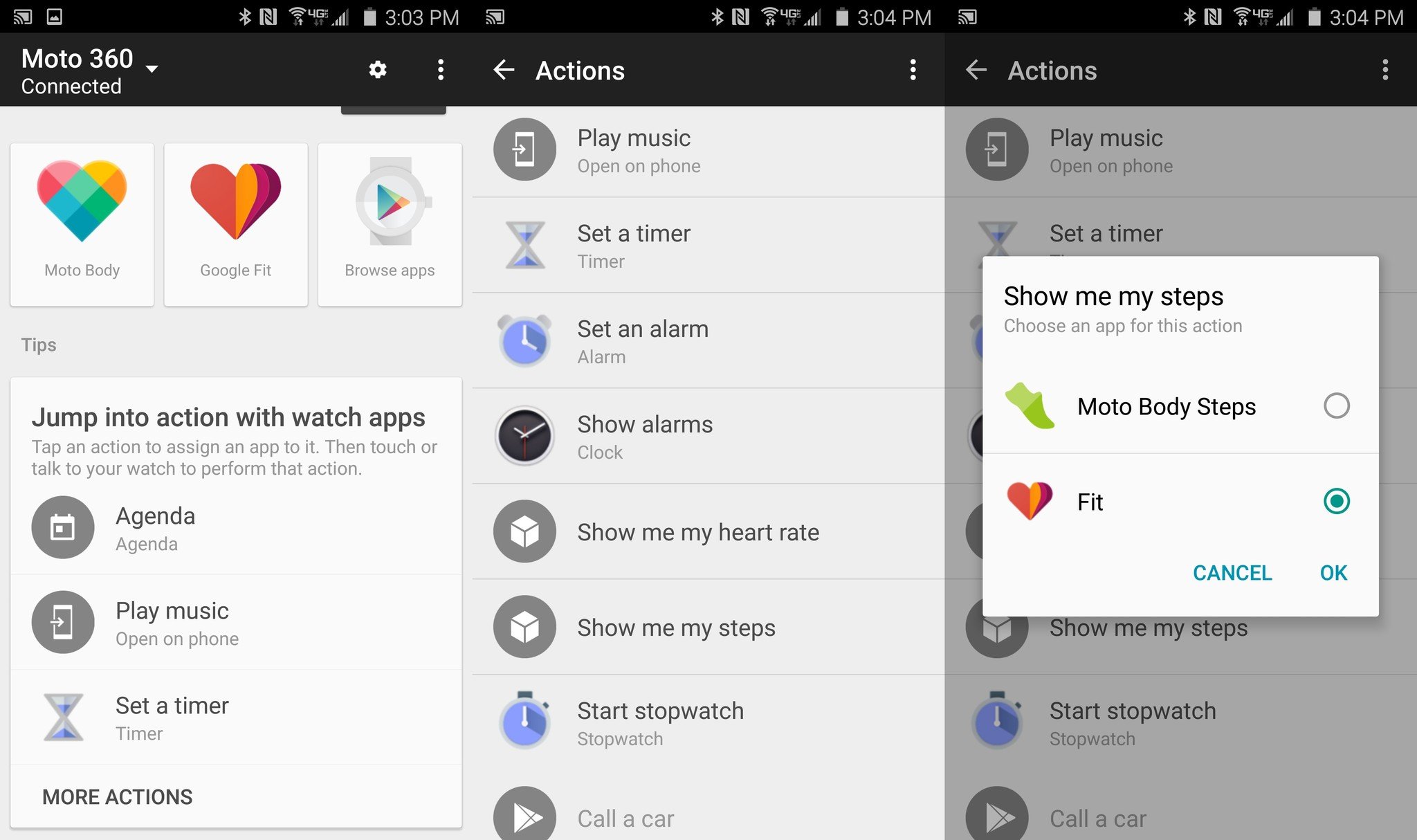 Android Wear Actions