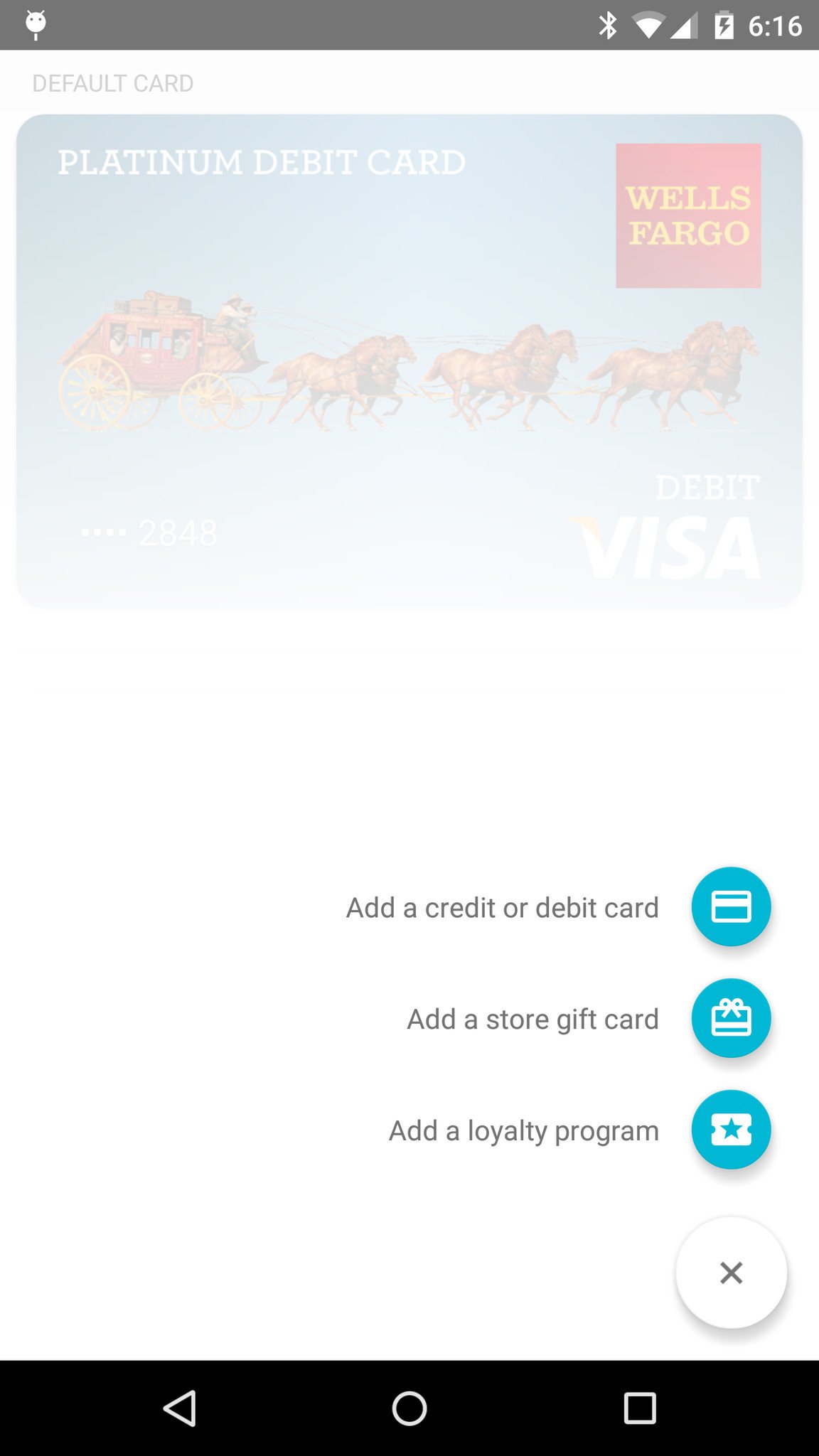 Click on Add Credit or Debit card button