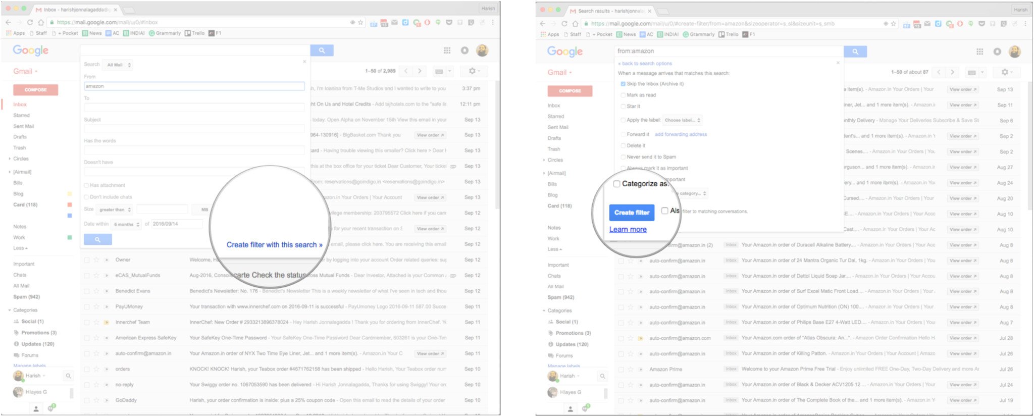 How to add a filter in Gmail