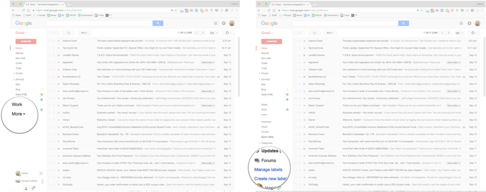 Create labels in Gmail