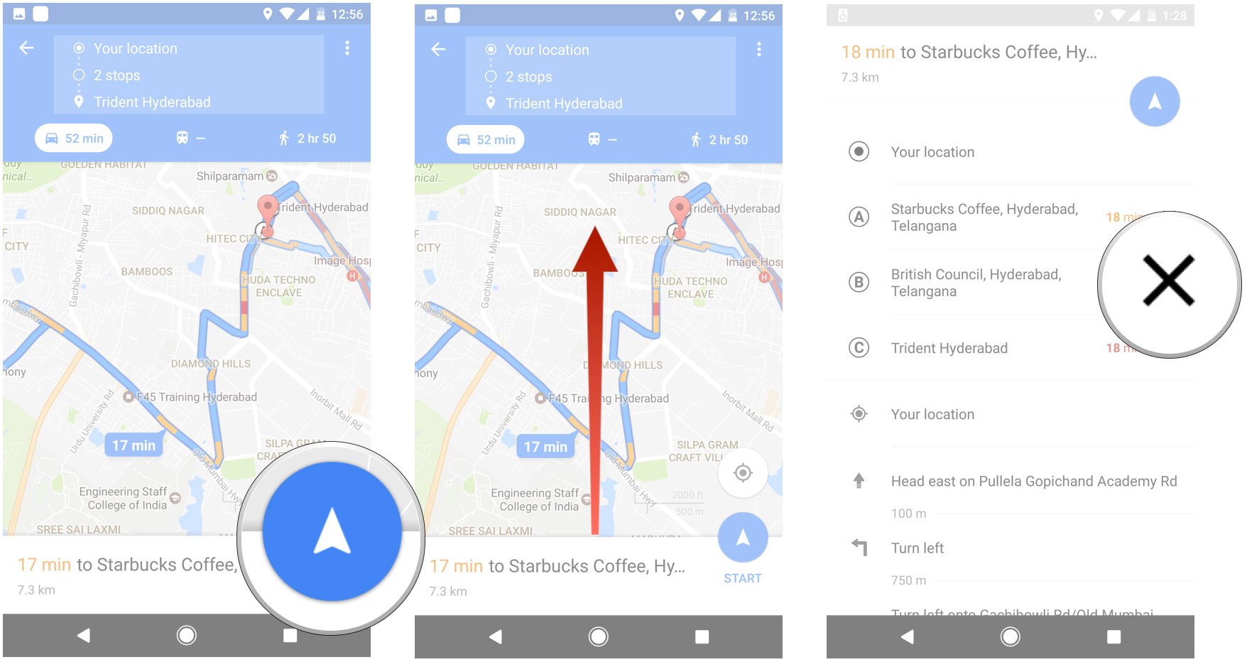 How to add multiple destinations in Google Maps