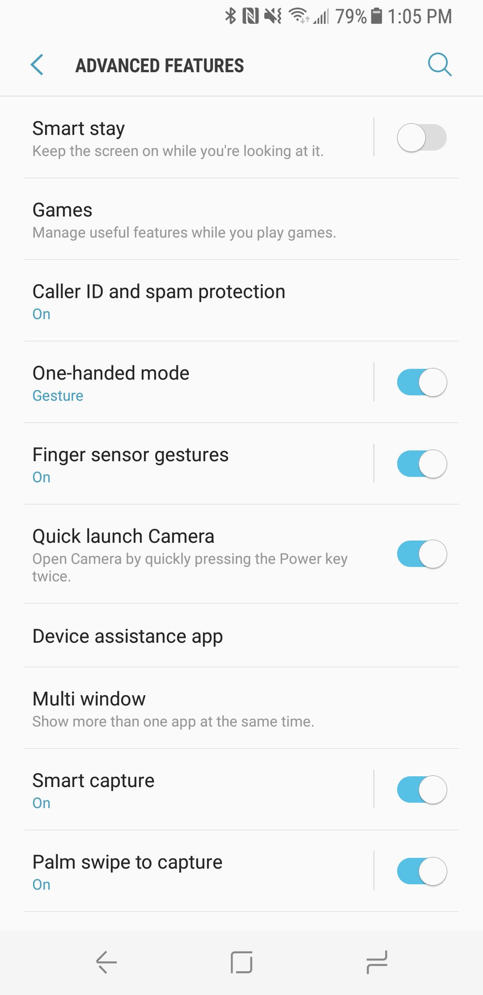 S8 gestures on a system level