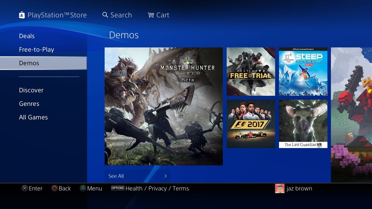 PS4 game demos