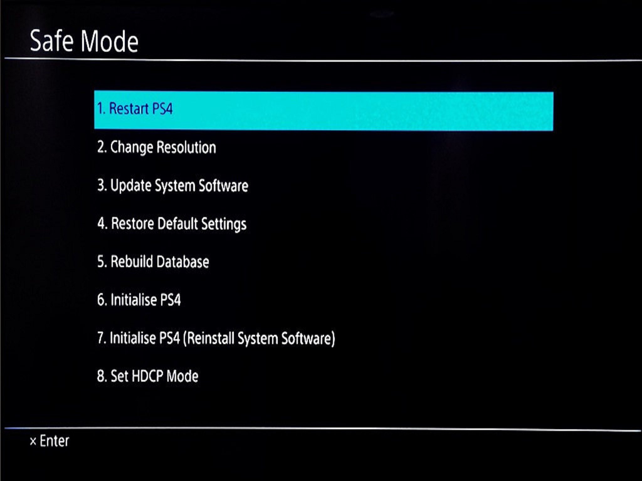 PlayStation 4 in Safe Mode