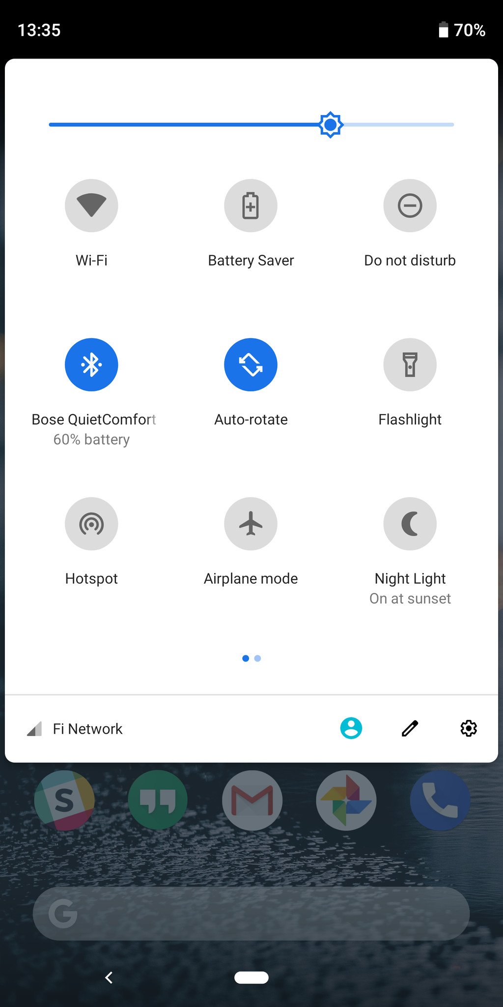 Android Pie notification shade toggles