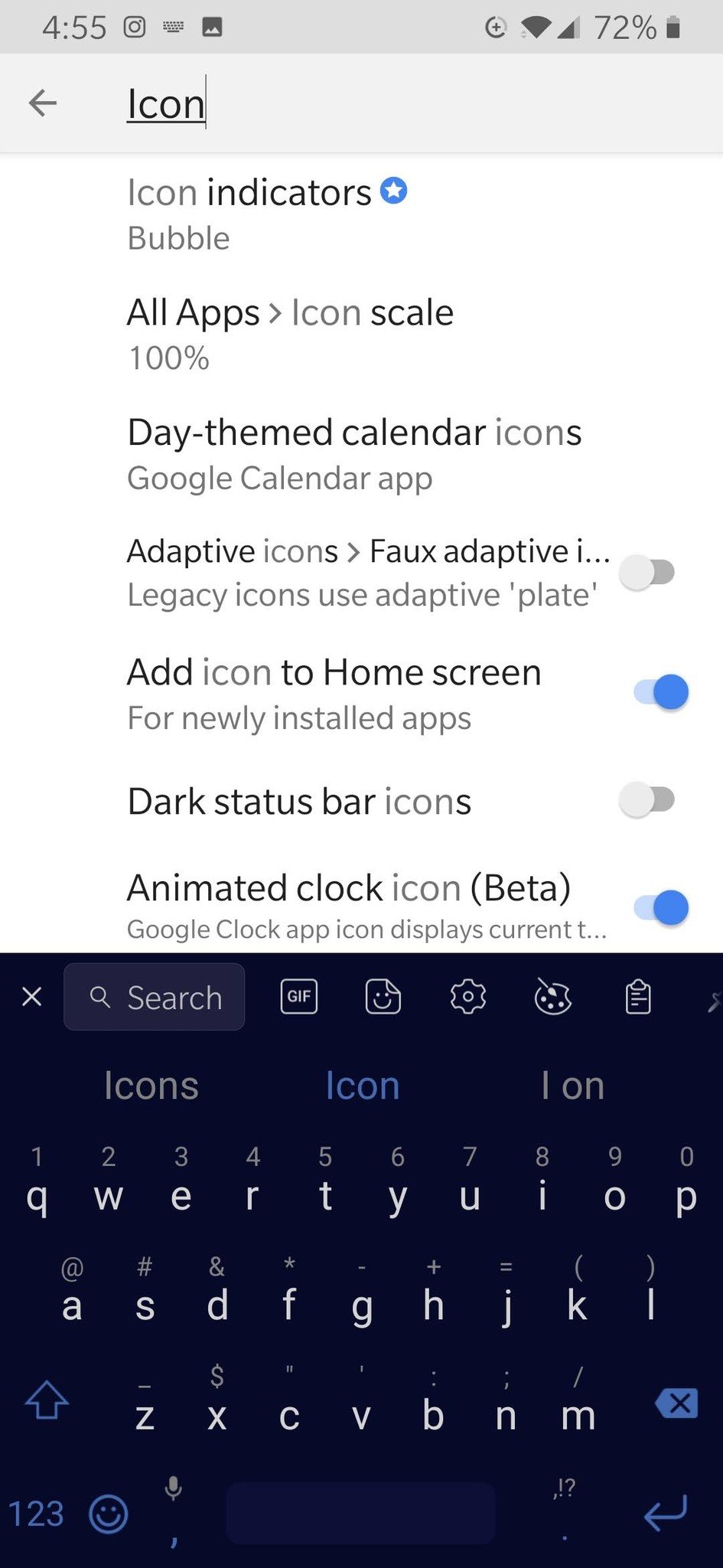Search Action Settings