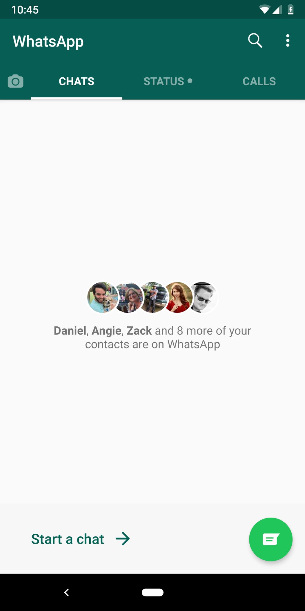WhatsApp home screen