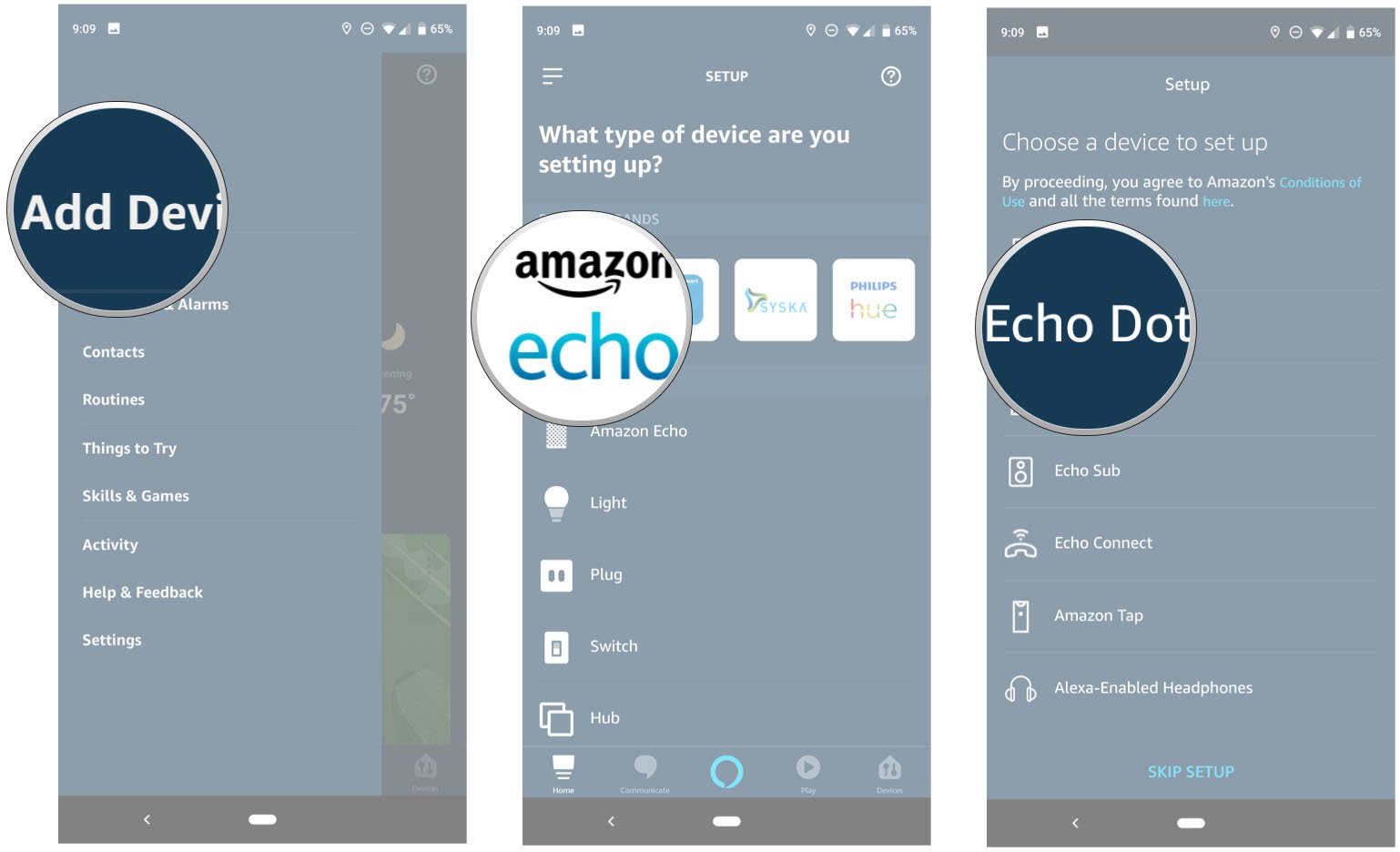 Conectando su Echo con la aplicación Amazon Alexa