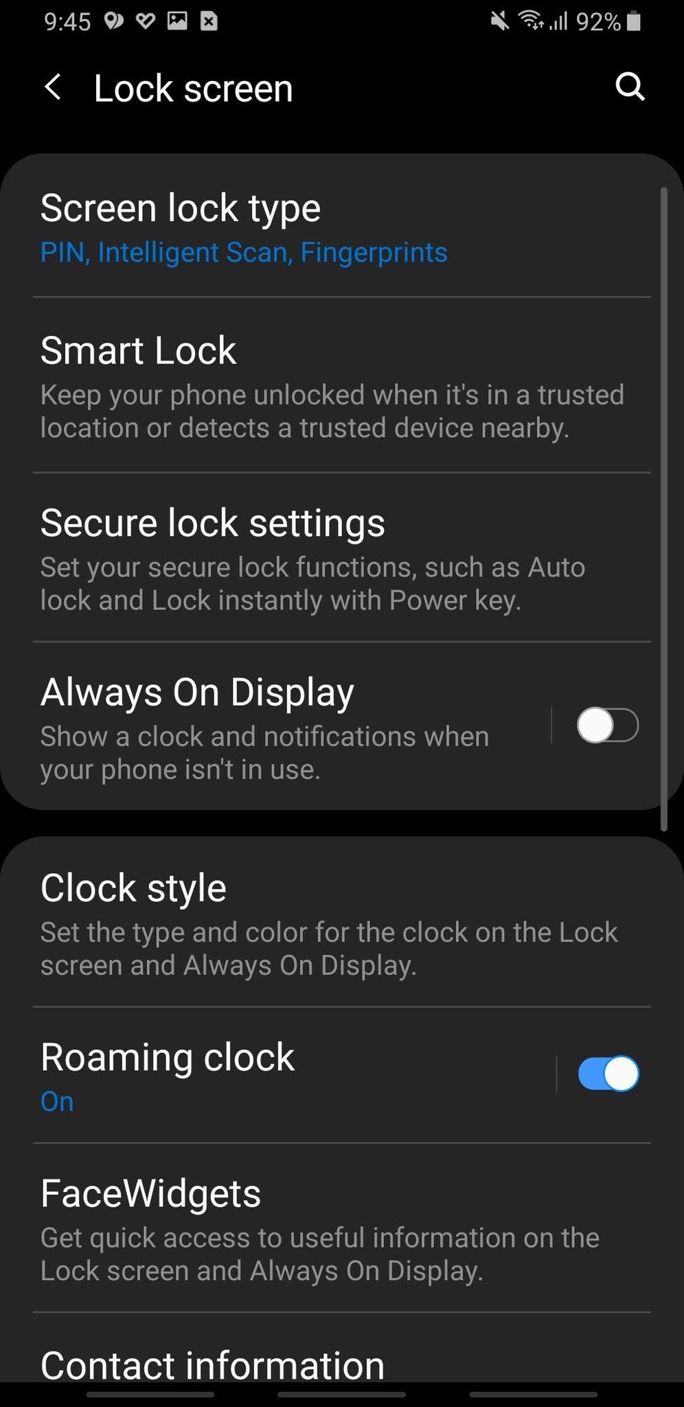 Secure lock settings