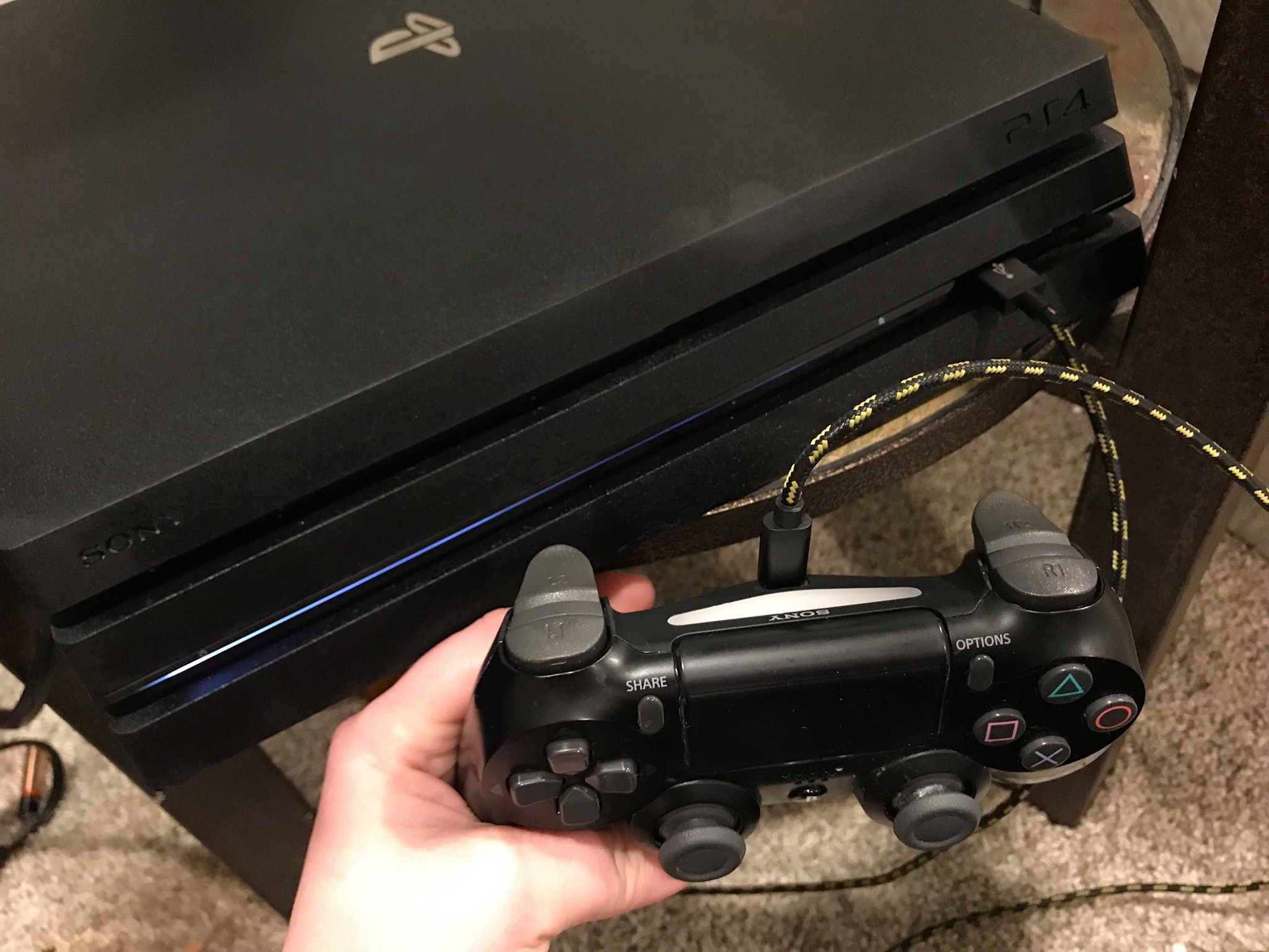 PS4 Controller Plugged into PS4
