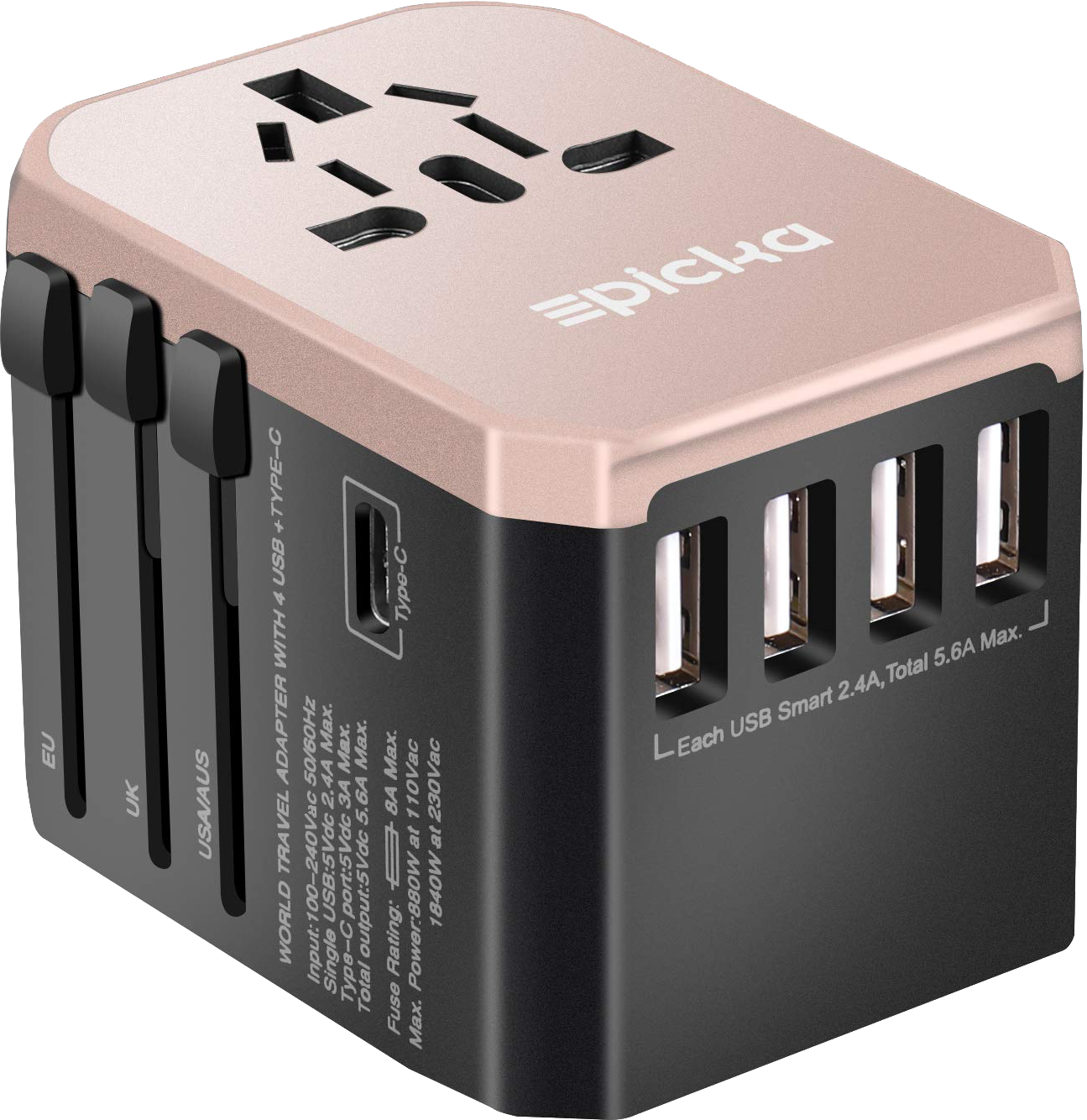  Universal Travel Power Adapter - EPICKA All in One Worldwide Wall Charger AC Plug Adaptor