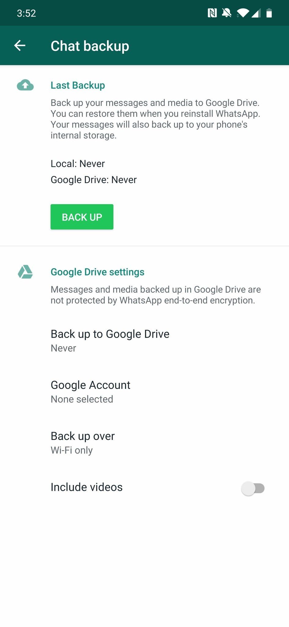 WhatsApp Android backup messages