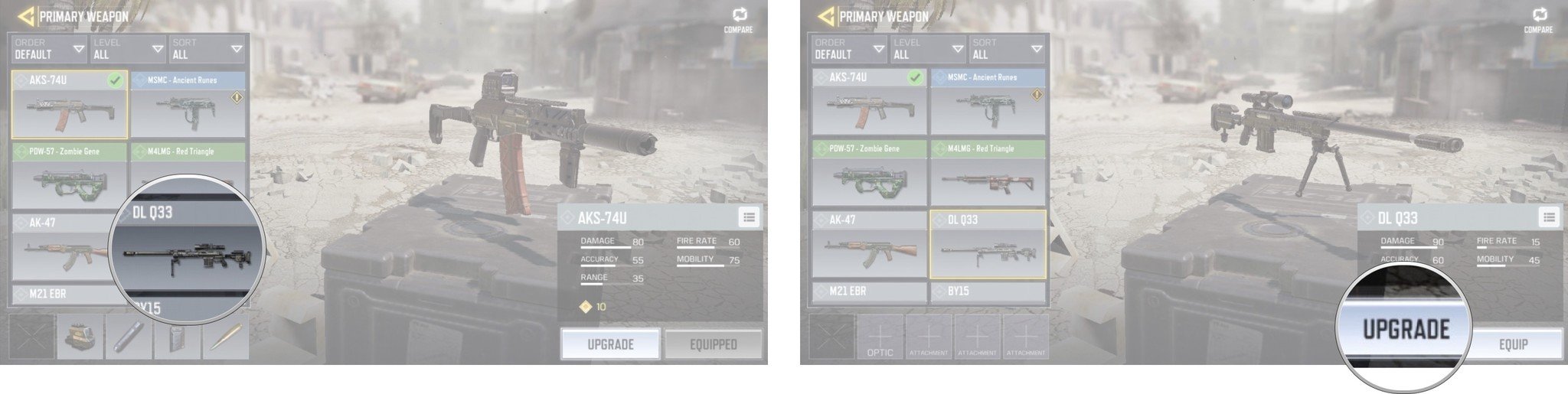 call of duty mobile weapons upgrade