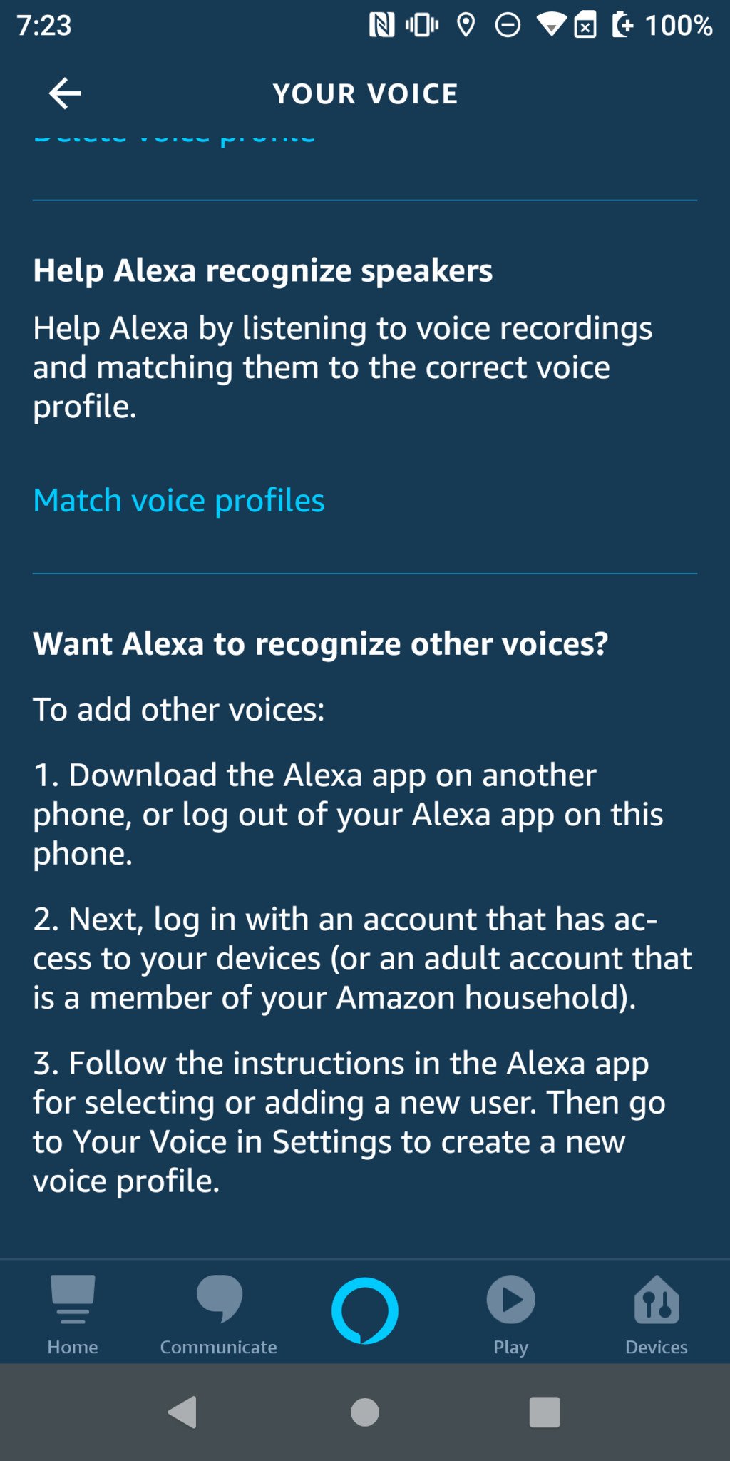 Alexa app voice profile 10