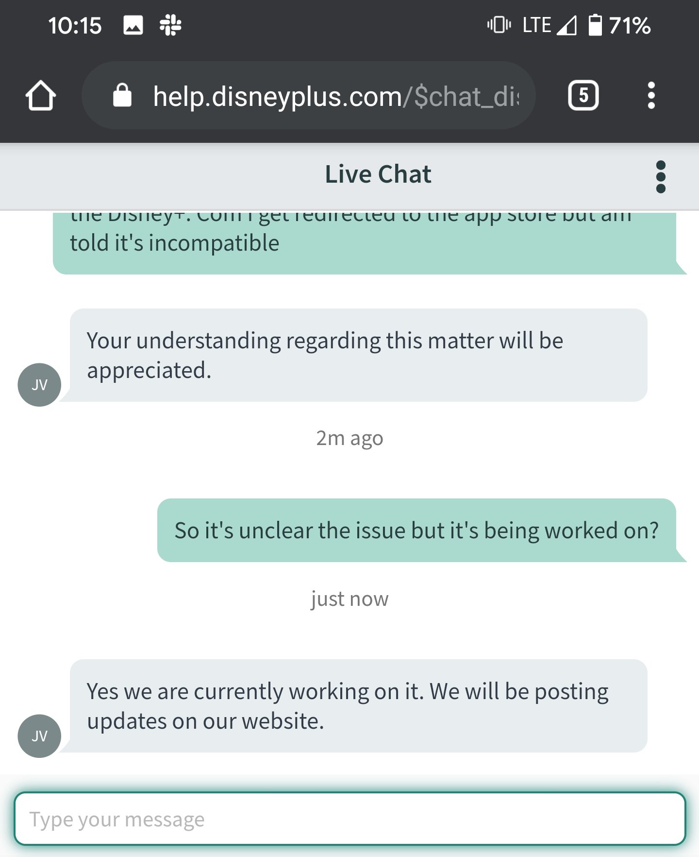 Disney+ customer support chat