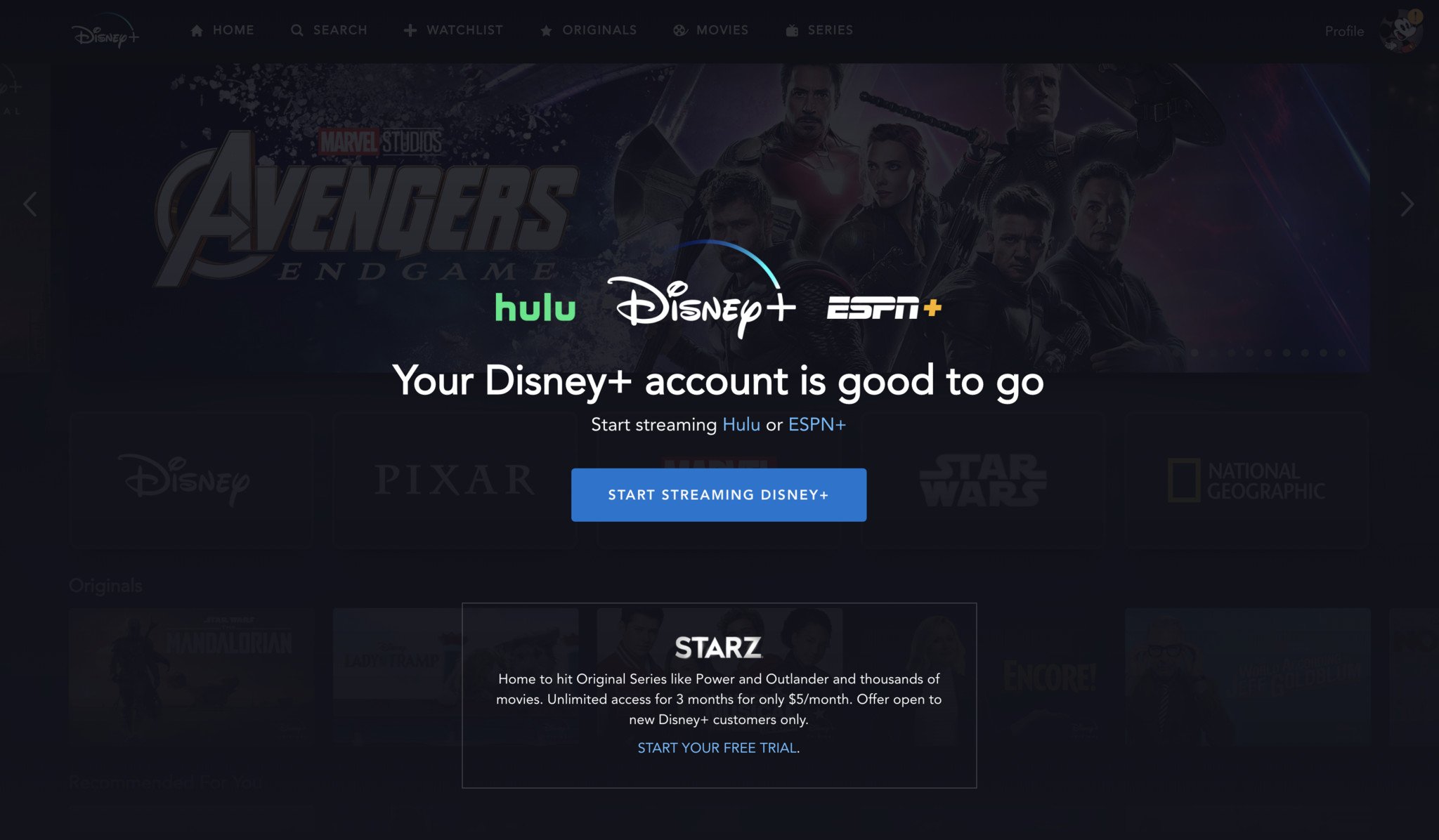 Disney+ bundle sign up confirmation
