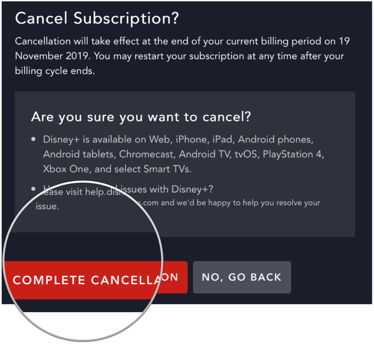 Confirm your cancellation