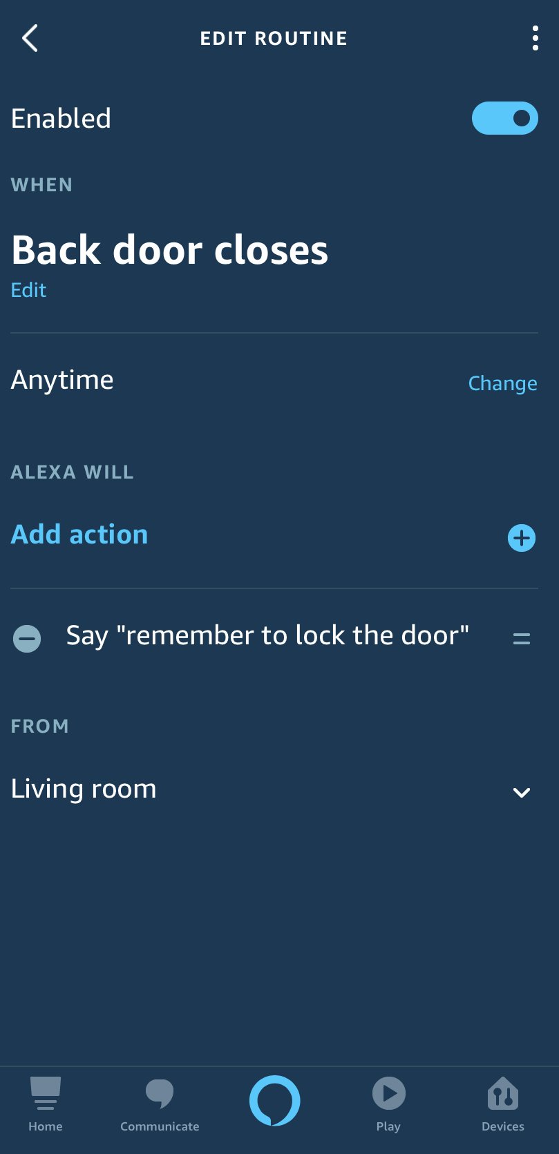 Lifeshield Alexa App routine