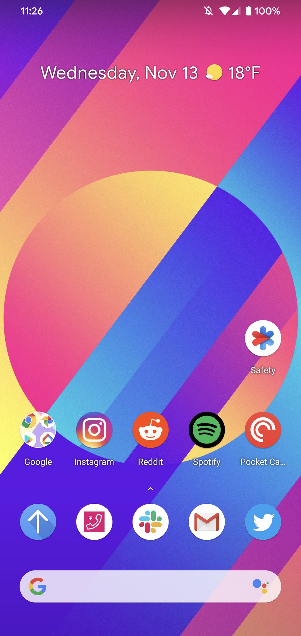 Pixel 4 home screen with Personal Safety app