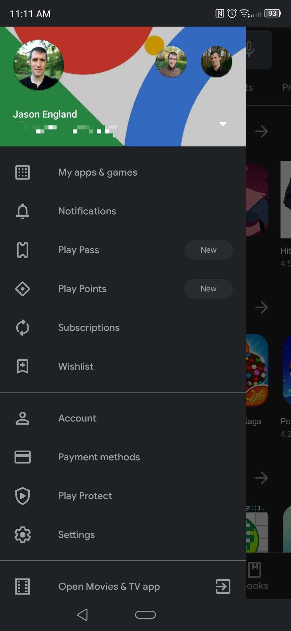Google Play Store overflow menu