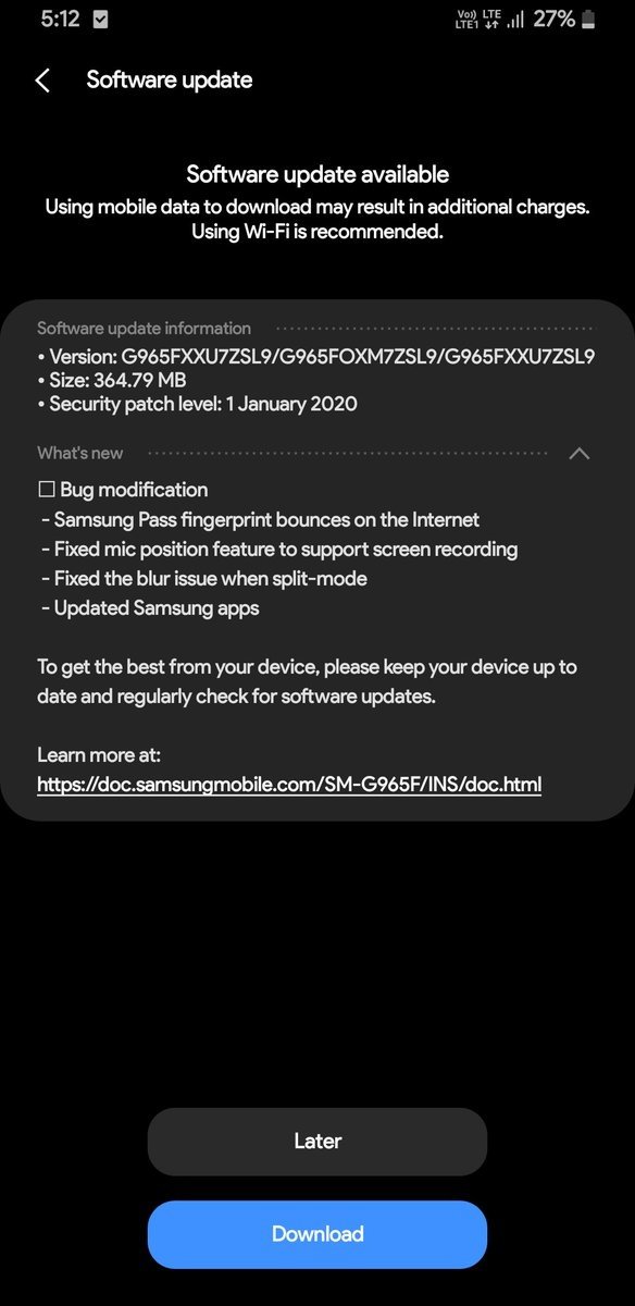 Galaxy S9 Android 10 Beta 3