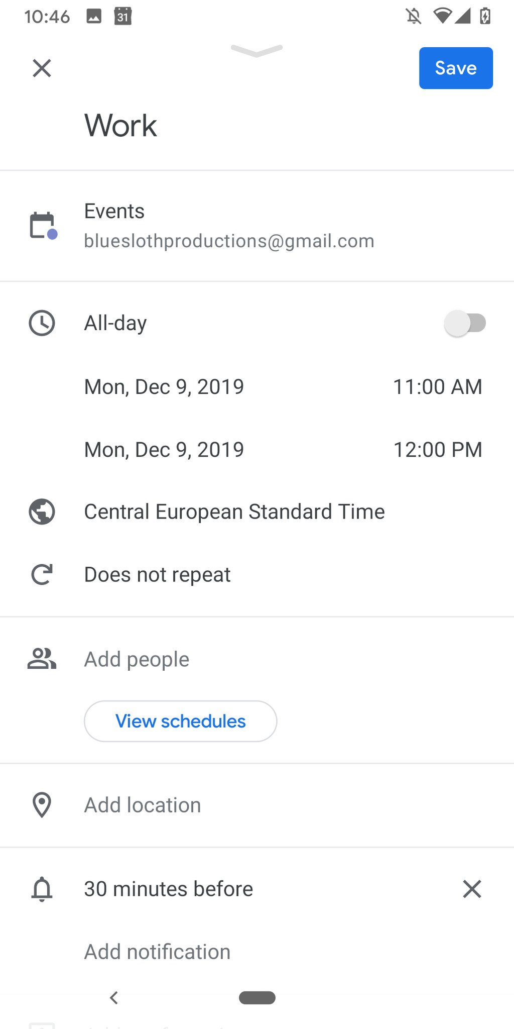 Google Calendar move event