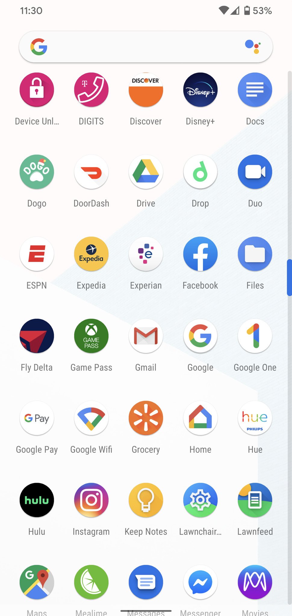 Android 10 app drawer