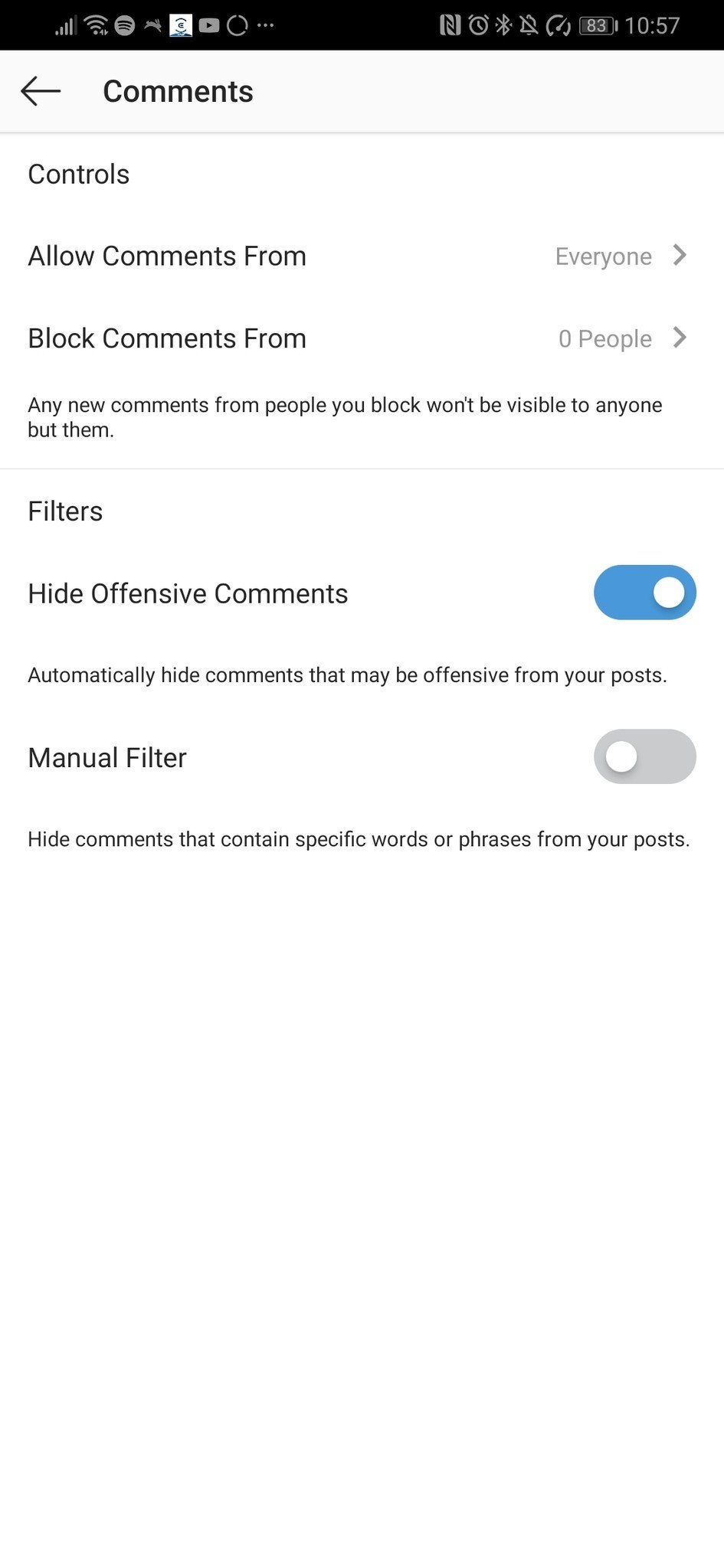 Instagram privacy controls
