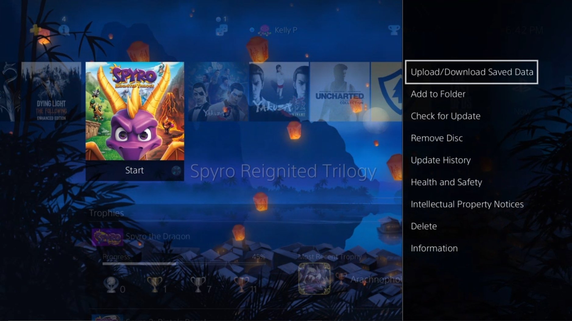 PS4 Home screen options menu screenshot
