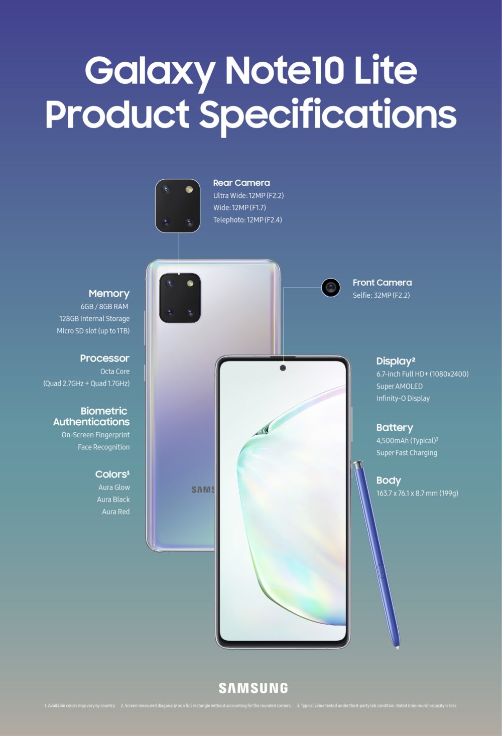 Galaxy Note 10 Lite Product Specs
