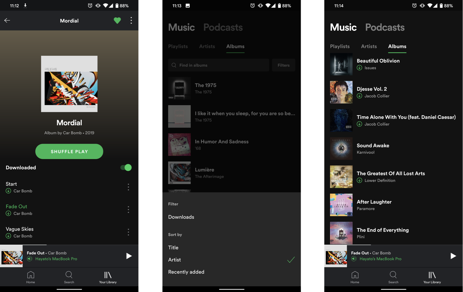 Downloading music for offline playback in Spotify