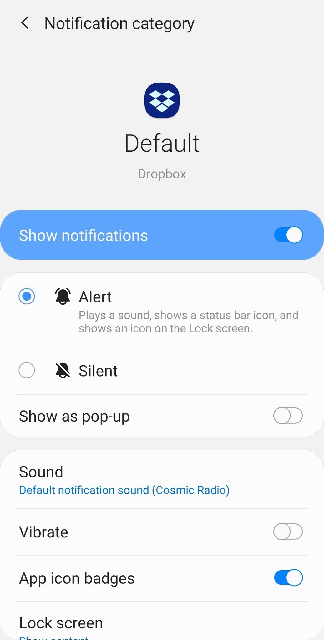 Samsung One UI 2 notification settings