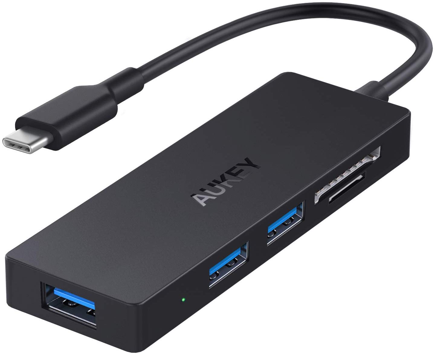  USB C Hub AUKEY 5 in 1 USB Type C Adapter with SD/TF Card Reader & 3 USB 3.0 Ports