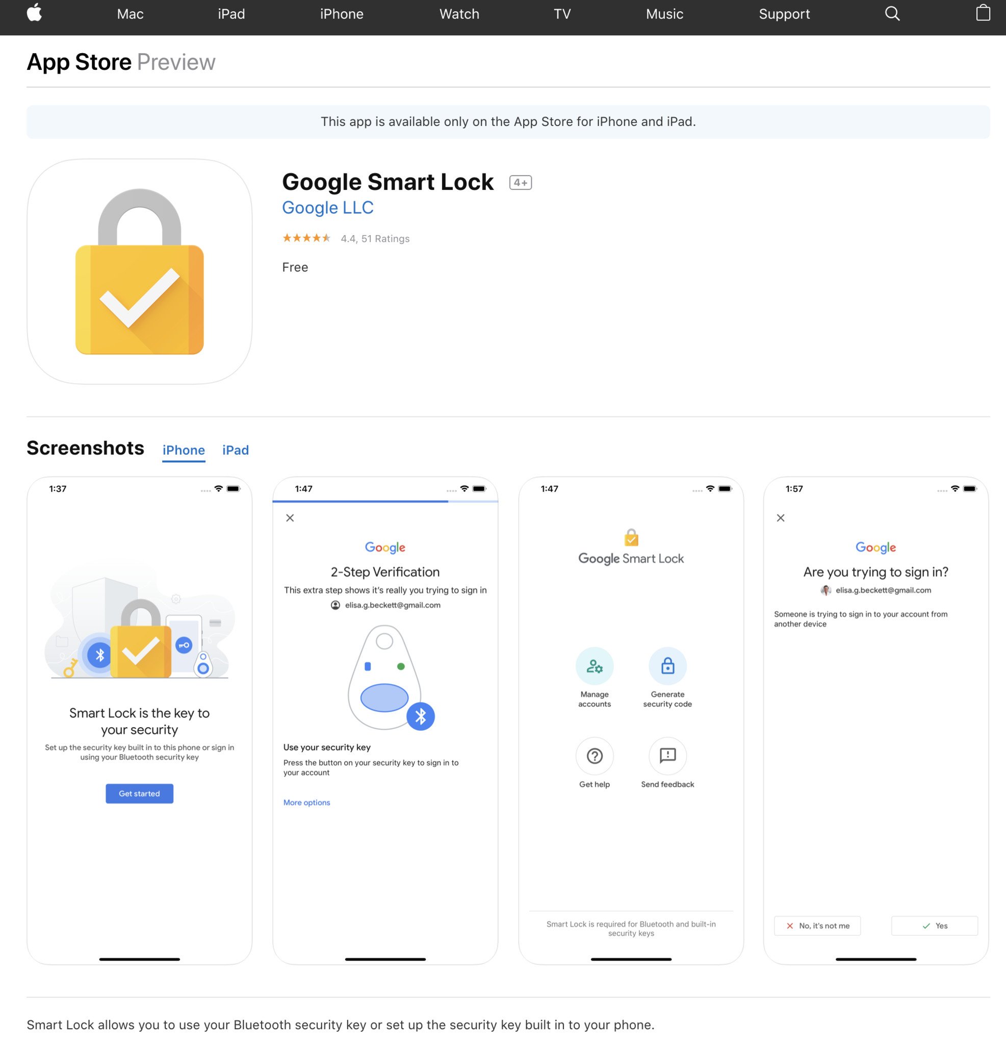 Google Smart Lock app for iOS