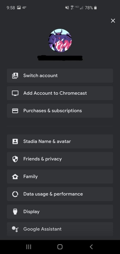 Stadia Account Settings Android