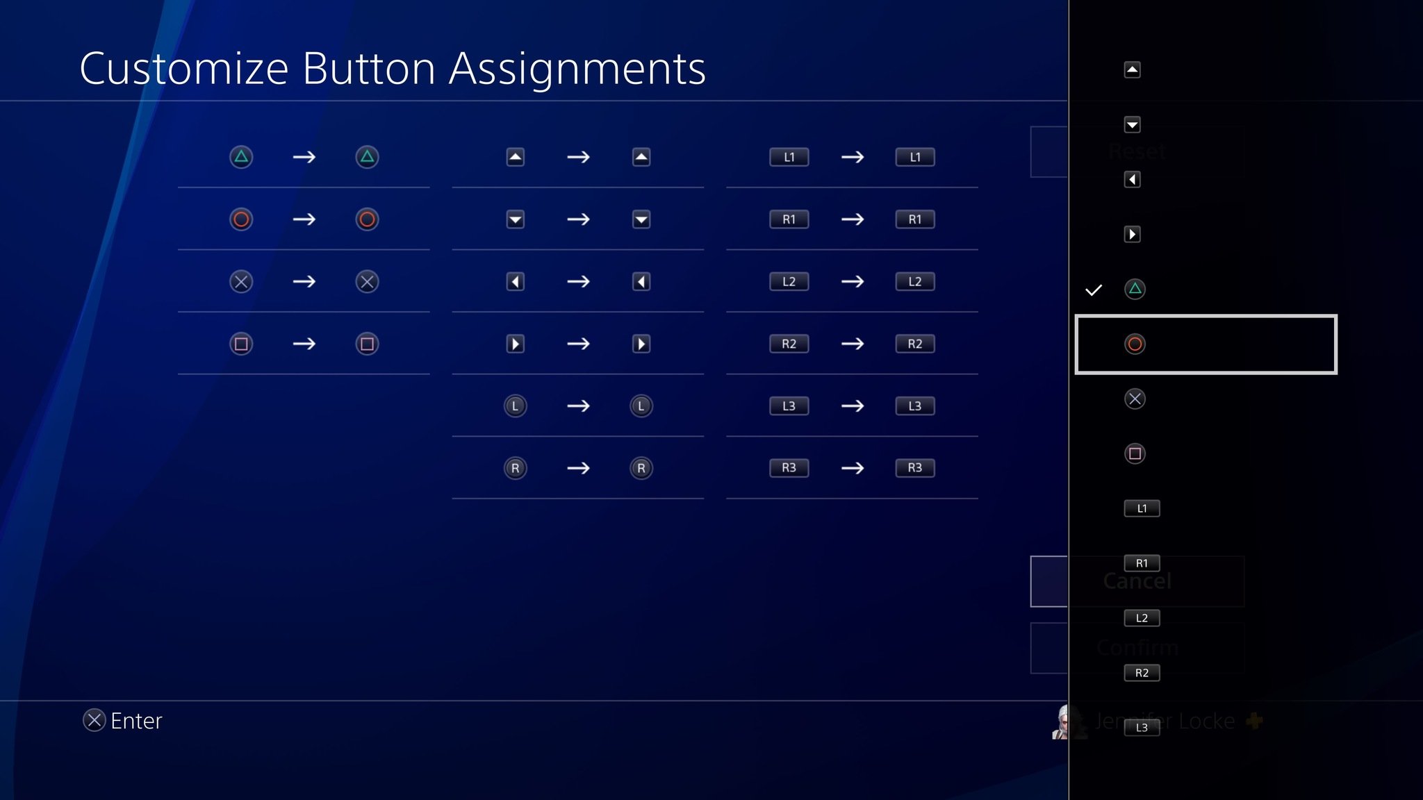 Dualshock 4 Button Remap Assignments