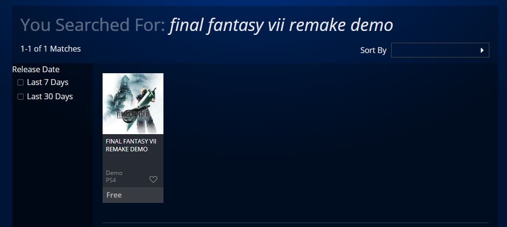 Final Fantasy 7 Demo Search Web