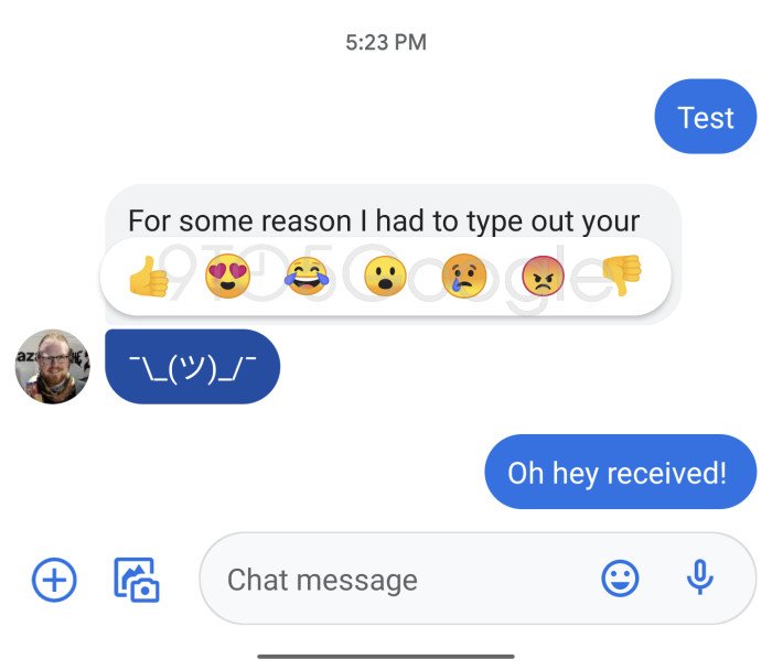Messages Text Reaction