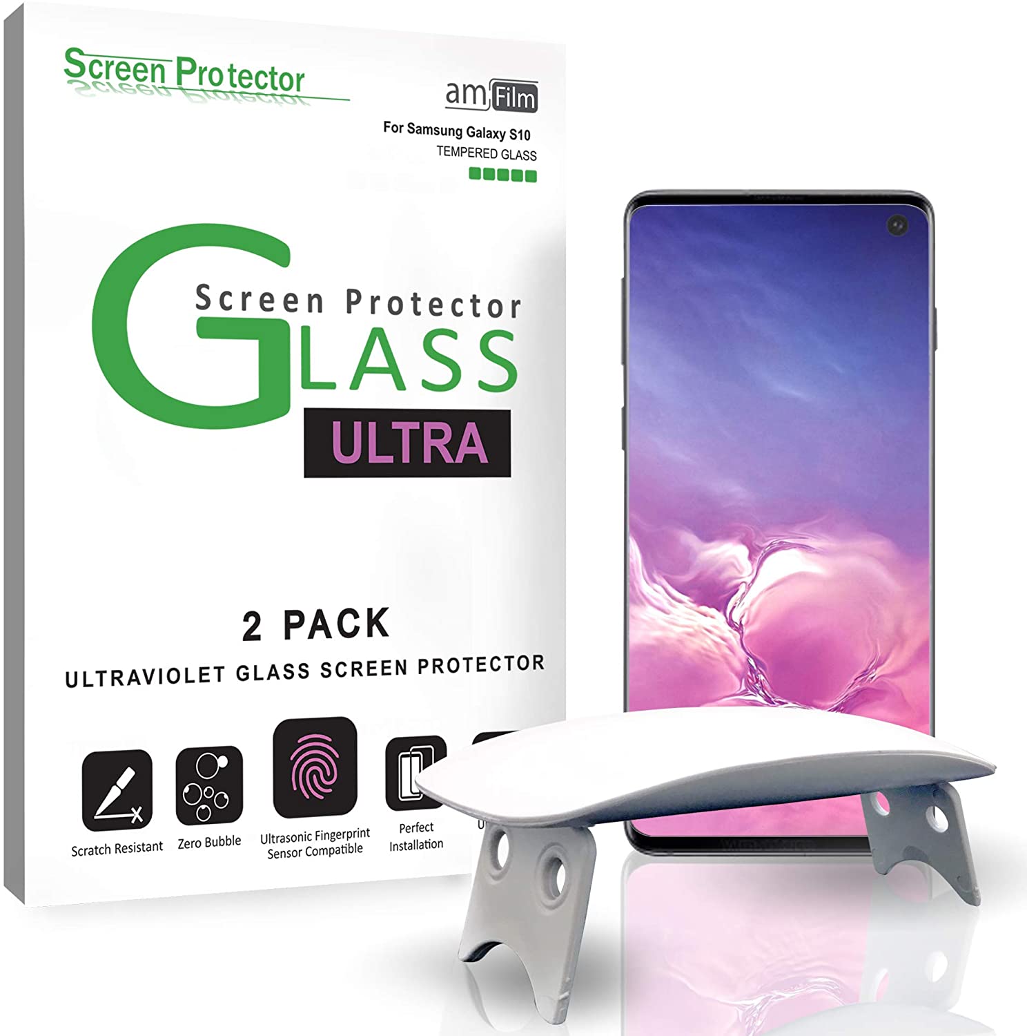 Camera Lens Screen Protector, Anti-Bubble Case Friendly Compatible Fingerprint Clear HD Protective Film Galaxy S10 Screen Protector 2 + 2 Pack Self Healing
