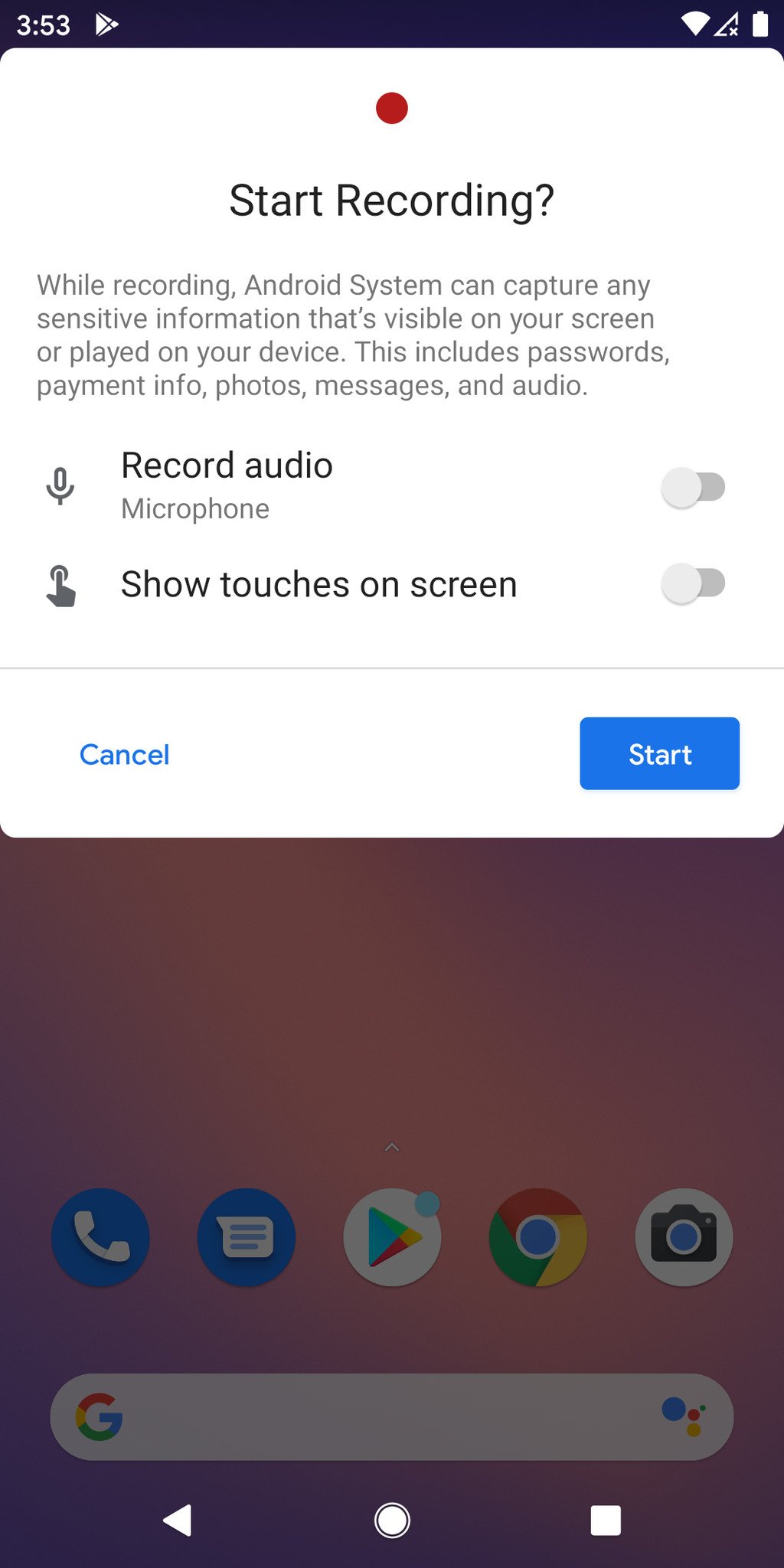 Screen Recording Android R